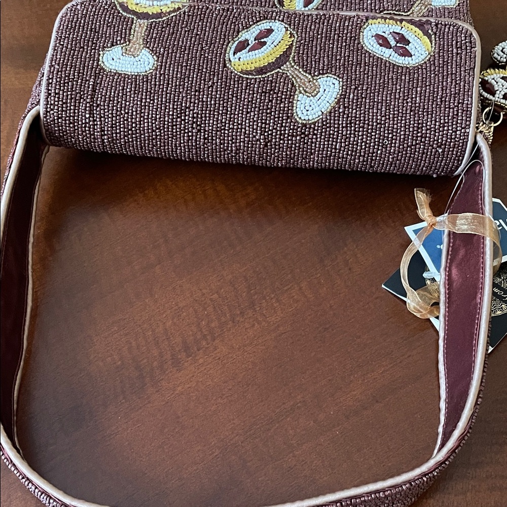 Brown Beaded Espresso Martini Shoulder Bag Purse Made in India Marshalls - Picture 6 of 11